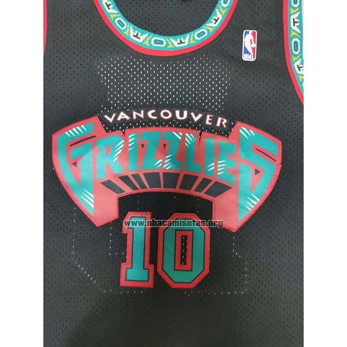 Camiseta Memphis Grizzlies Mike Bibby NO 10 Mitchell & Ness 1998-99 Negro